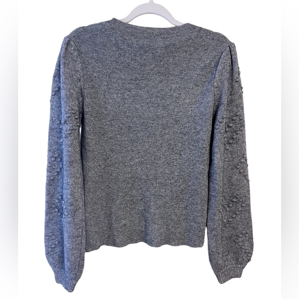 Splendid NWT Puff Sleeve Heart Popcorn Knit Crewneck Sweater Size S - Picture 2 of 9